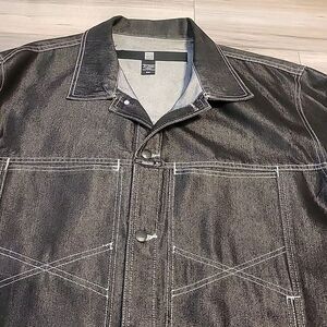 Marithe Francois Girbaud Jacket Mens XXL Black Denim Jean Button Up Coat Pockets